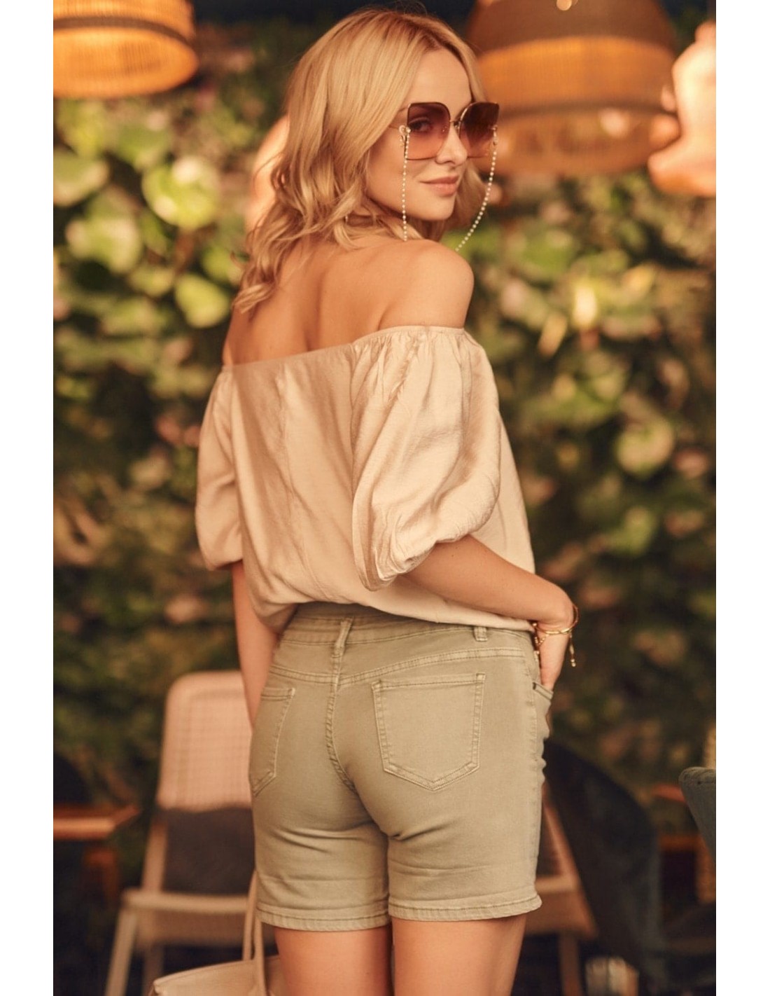 High-waisted shorts khaki 630 - Online store - Boutique